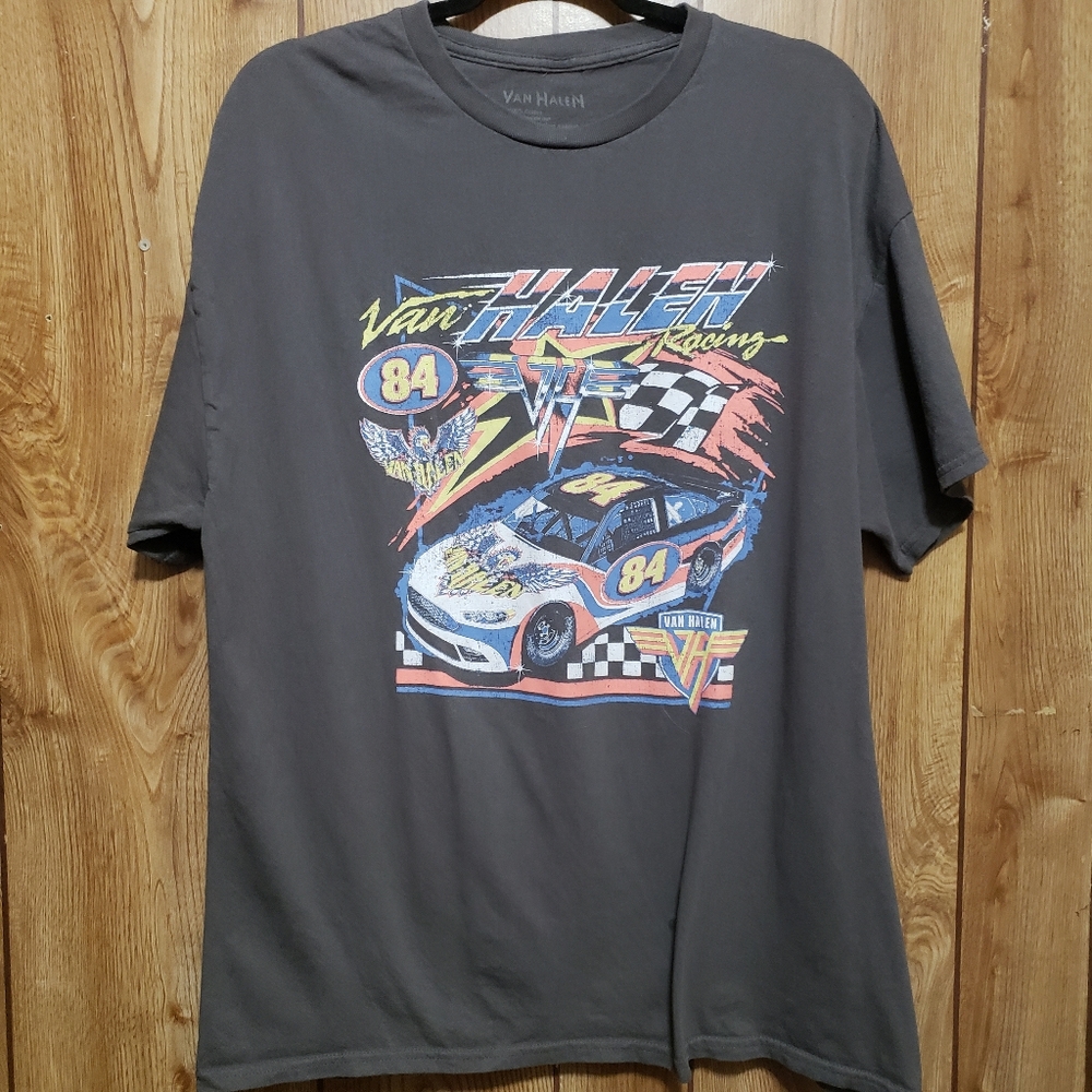 T-Shirt XL Van Halen Racing Gray Graphic  Racing Fan Music Retro Style Graphic T